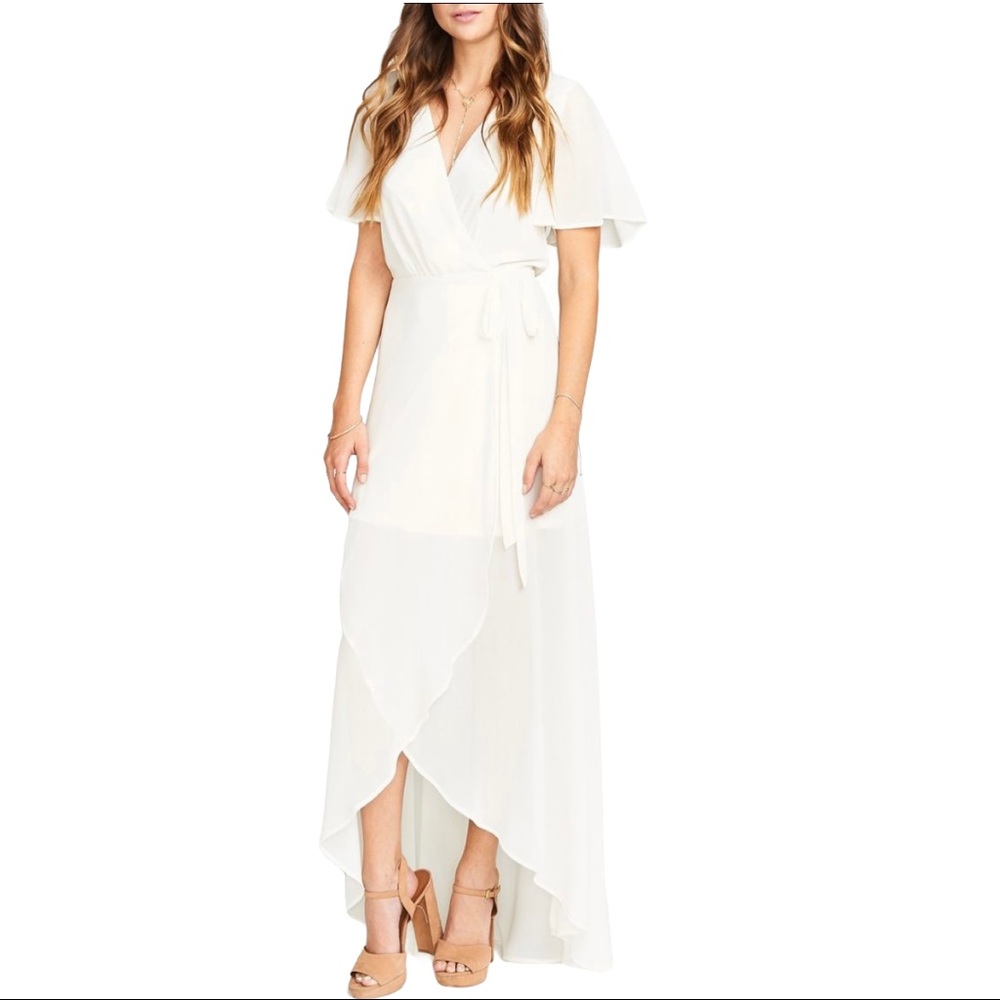 Show Me Your Mumu Sophia Wrap Dress White